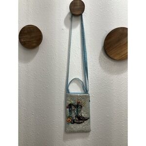Cowboy Boots Country Themed Hand Beaded Cell Phone Purse Western Rodeo